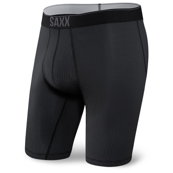 Saxx Men's Underwear Herrenunterwäsche - Quest Schnelltrocknendes Mesh Boxershorts mit langem Bein und integrierter Pouch TM Unterstützung - Längere Unterwäsche für Herren, Schwarz II, M