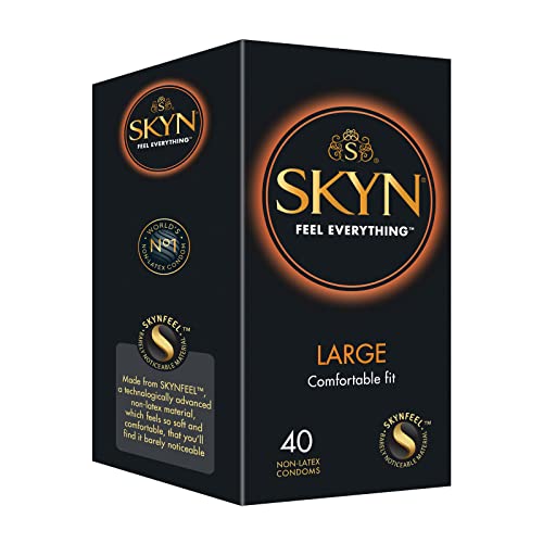 SKYN Large Kondome (40 Stück) | Skynfeel Latexfreie Kondome für Männer, Extra Groß, XXL Grösse Kondome Box, Länger & Breiter, Kondome 56mm Breite