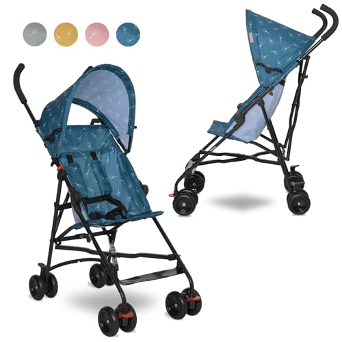 Lorelli Kinderwagen Buggy Vaya verstellbares Sonnendach, klappbar, Fußstütze, Farbe:blau