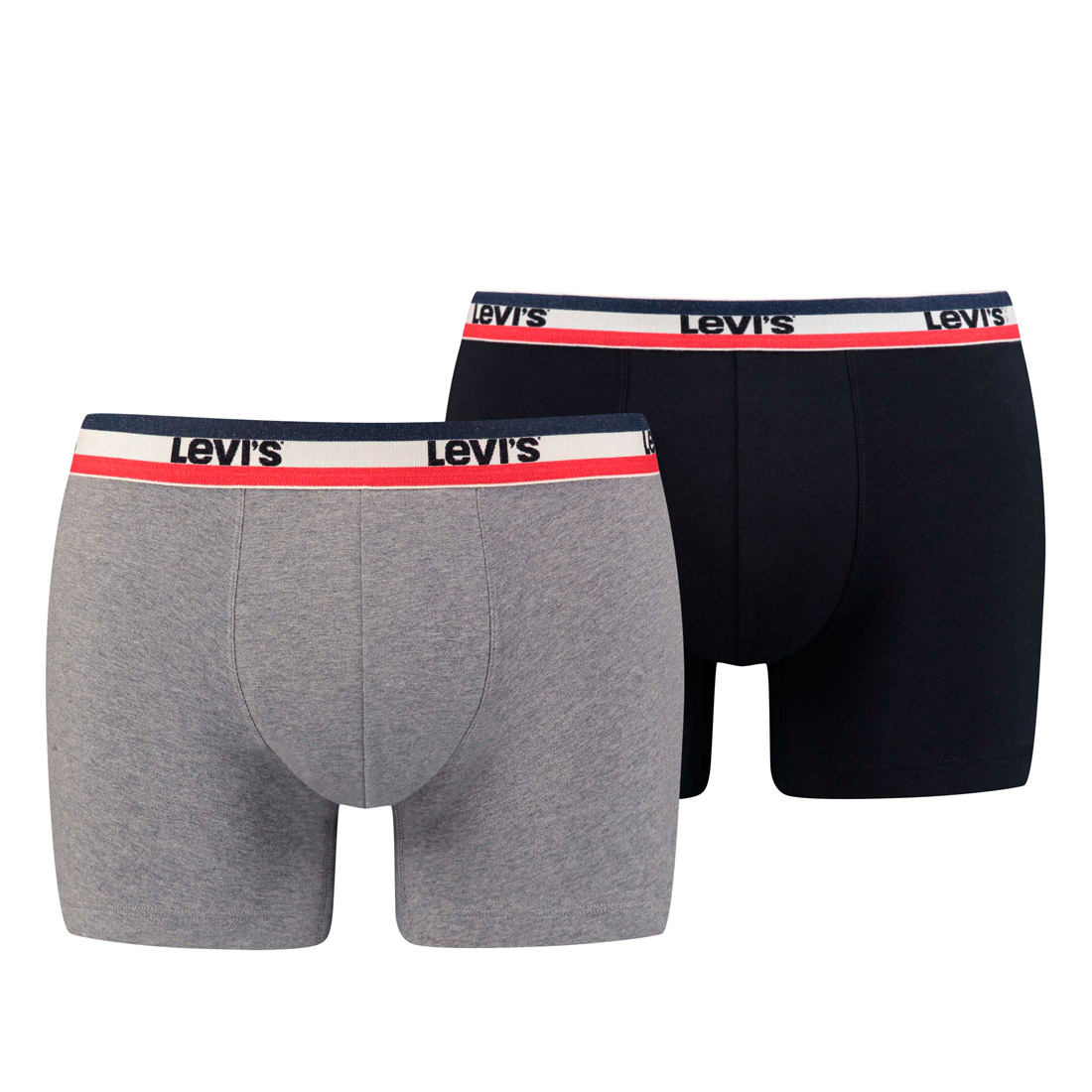 Levi's Herren Levis Men SPRTSWR Logo Boxer Brief 2P Boxershorts, Mehrfarbig (Black/Grey Melange 004), XX-Large (Herstellergröße: 050) (2er Pack)