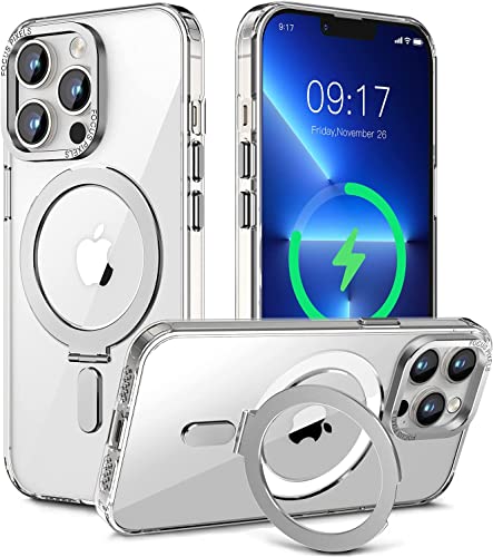 Hülle Magnetisch Ständer für iPhone 14 Pro Max - 【Kompatibel mit MagSafe】【Handyhülle Durchsichtig】【Kameraschutz Kratzfest】【Militärschutz Stoßfest Case】 Schutzhülle Transparent für 14 Pro Max (6.7'')