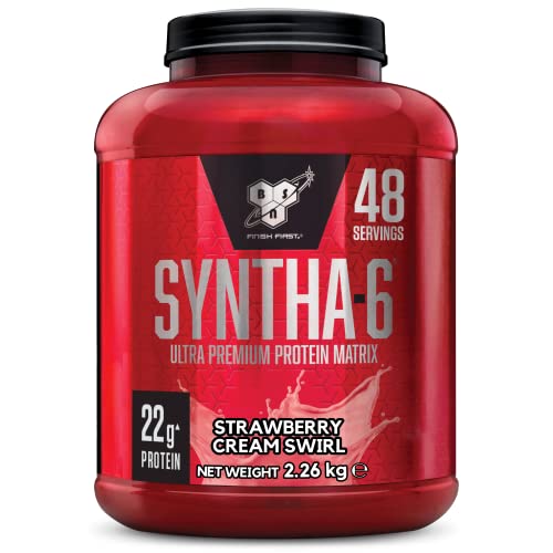 BSN Syntha 6 Eiweißmischung Pulver (enthält Whey, Casein und Eiklar, Protein Shake von BSN) strawberry, 48 Portionen, 2,26kg