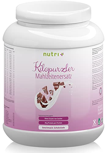 Abnehmen mit Kilopurzler Diätshake- Chocolate - 20 Shakes / 1kg Pulver - Veganer Mahlzeitenersatz ohne Laktose und Aspartam - Pflanzliche Vitalkost Schoko Geschmack 1000g