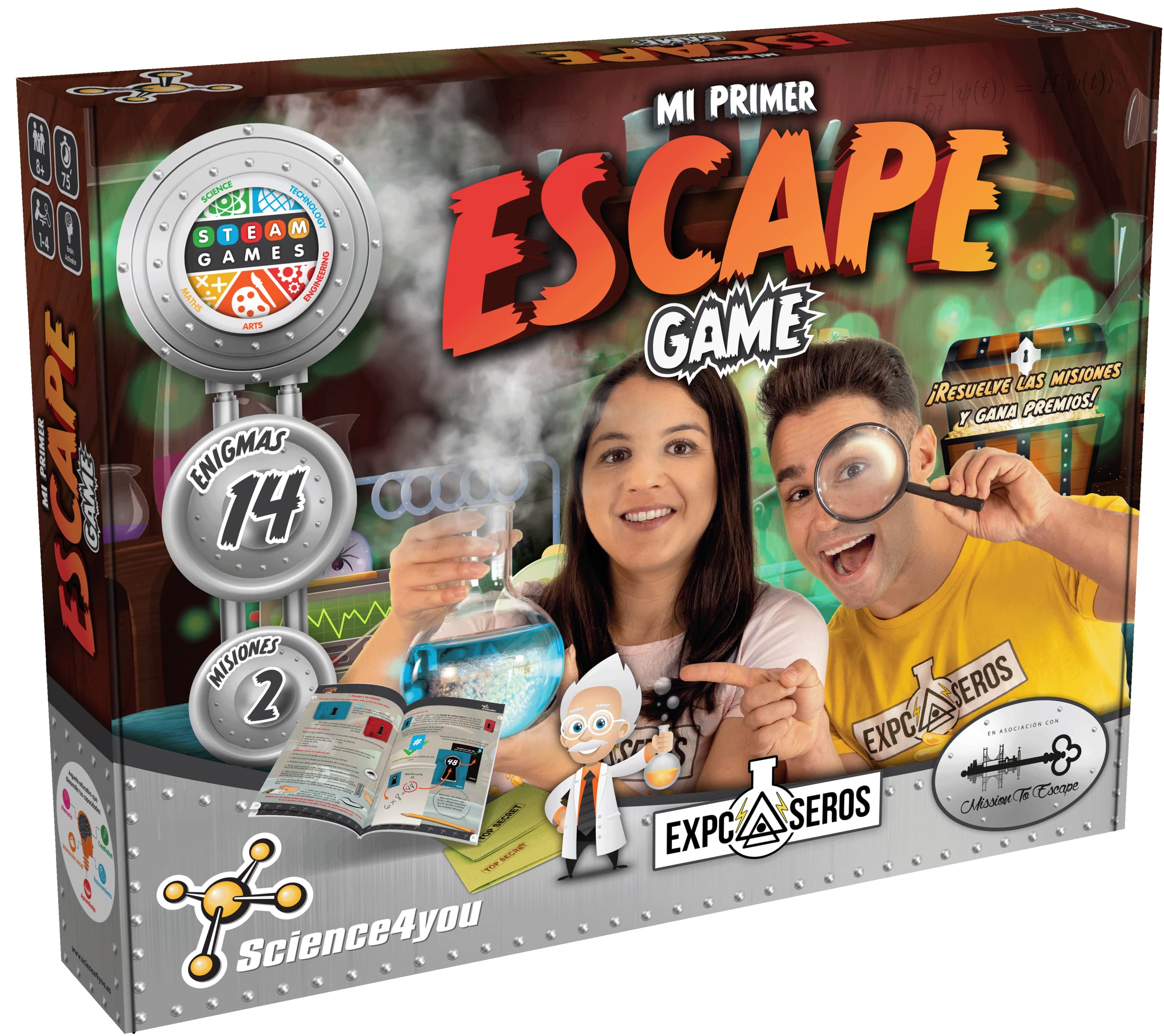 Science4you Meine erste Flucht Game ExpCaseros - 14 Rätsel und 2 Missionen: Rätsel lösen - Brettspiele mit Rätseln, Lernspielzeug Mädchen 8 9 10 Jahre