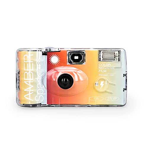 Amber Spark 35 mm Einweg-Filmkamera, 27exp, farbnegativer Film, fokussierfrei, einfach zu bedienen, integrierter Blitz (Film und Batterie im Lieferumfang enthalten)