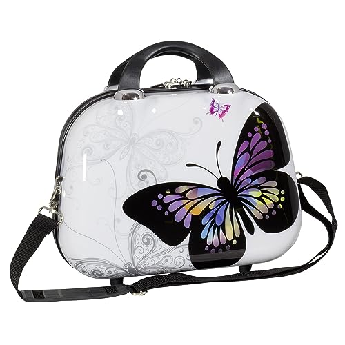 Trendyshop365 Hartschale Beautycase bunt für Mädchen und Damen Schmetterling Schmink-Koffer 12 Liter