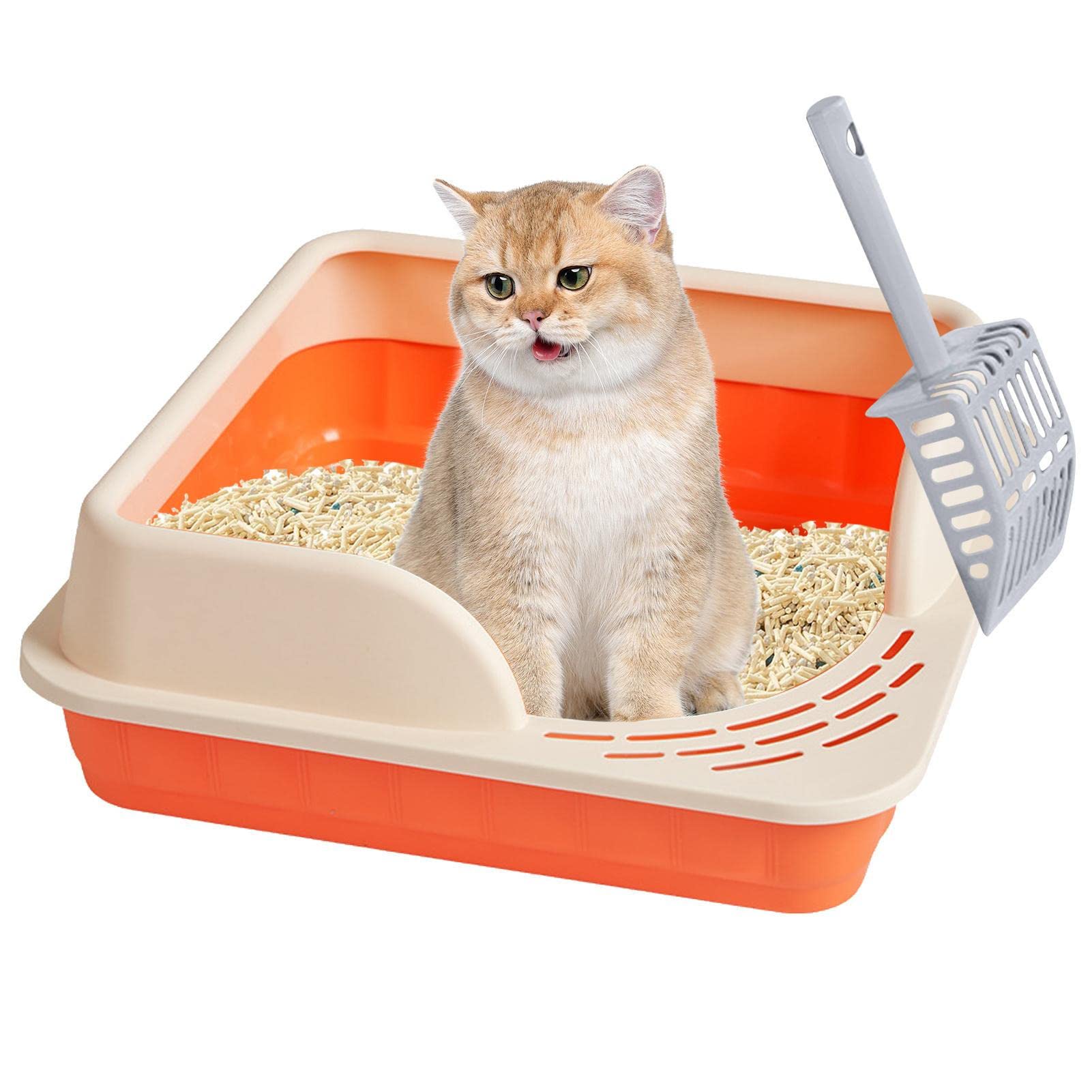 Katzentoilette - Siebdesign Verbreiterte auslaufsichere Pedale Katzenstreusystem | Einfach zu montierendes Reise-Katzenklo mit Katzenklo-Schaufel für Kätzchen, ältere Katzen Cypreason