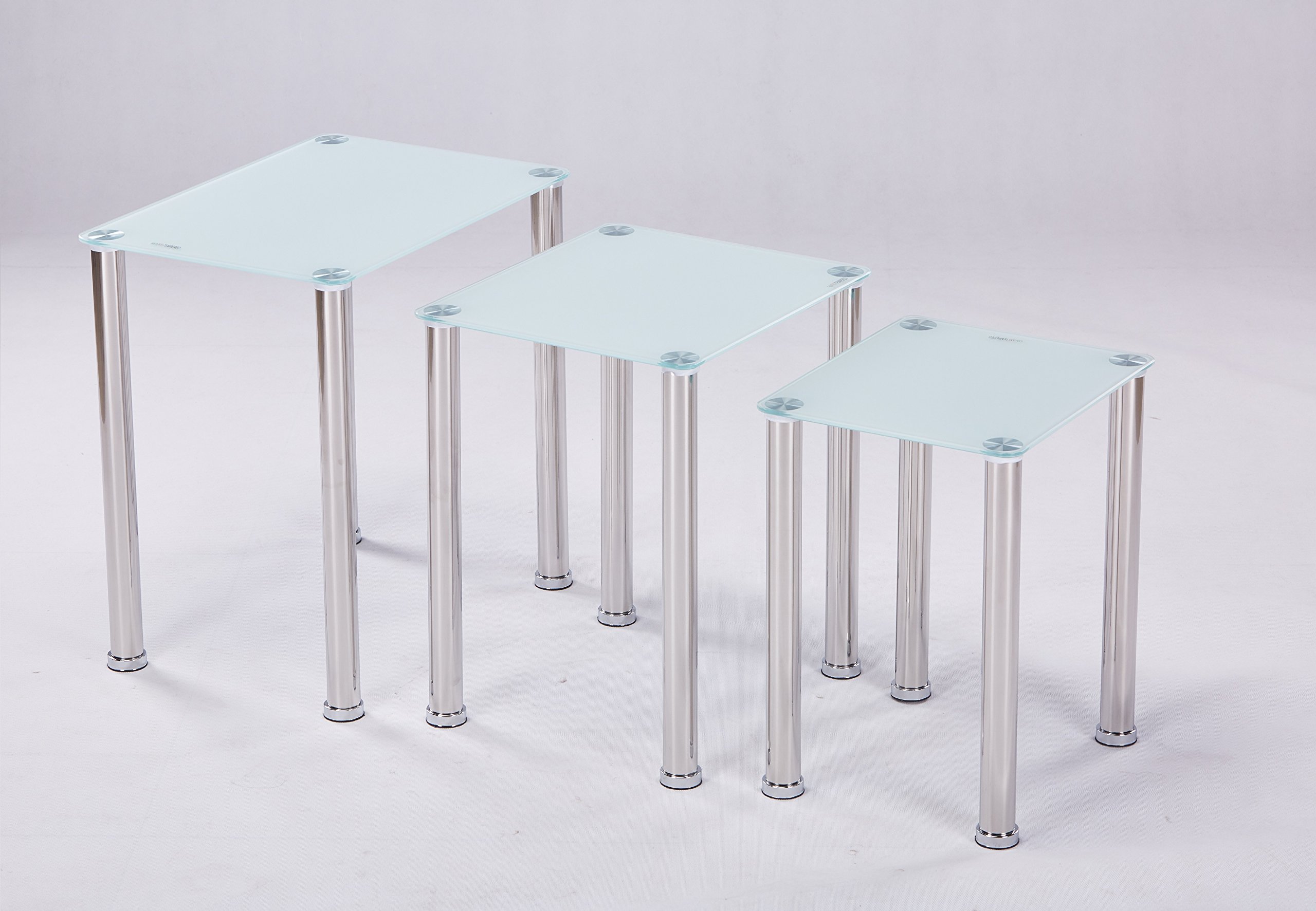 Euro Tische 3er Set Couchtisch Glas mit Sicherheitsglas - Glastisch perfekt geeignet als Beistelltisch/Wohnzimmertisch in 3 (Weiß)