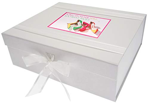 White Cotton Cards NH2X Aufbewahrungsbox mit Aufschrift"You can never have too many shoes", groß, Neon