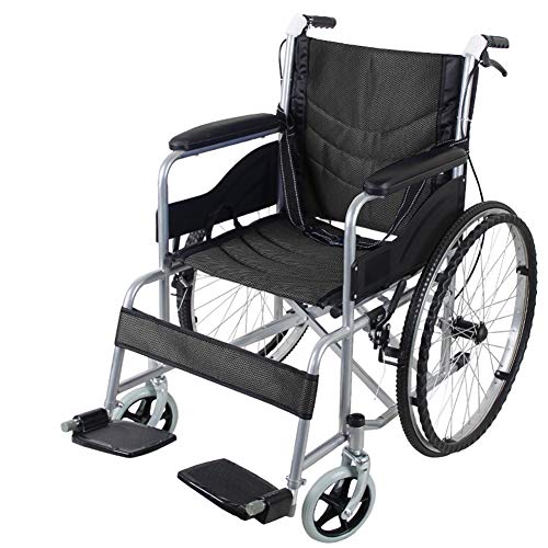 ZXGQF faltbarer Rollstuhl, Leicht Faltbarer Selbstfahrender Rollstuhl-Leichtgewicht mit Vollgummirädern, leichter Rollstuhl, für ältere und behinderte menschen (Black E)