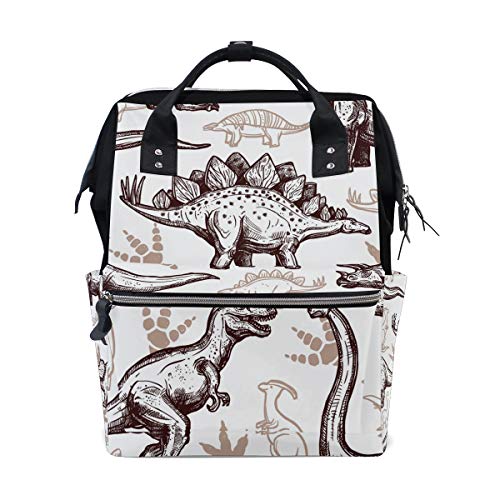 FANTAZIO Mumien-Tasche, Rucksack mit Dinosaurier-Motiv und Fußabdrücken, Schultasche