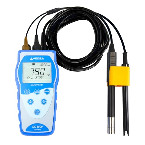 Apera Instruments DO8500 Tragbares optisches Messgerät für gelösten Sauerstoff (automatische Kompensation für Temperatur, Luftdruck und Salzgehalt, GLP-Datenmanagement, USB-Anschluss)