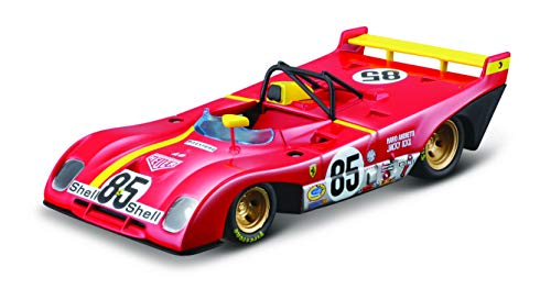 Bburago Ferrari 312P '72: Modellauto im Maßstab 1:43, Ferrari Racing Serie, Geschenkbox, 12 cm, rot #85 (18-36302)