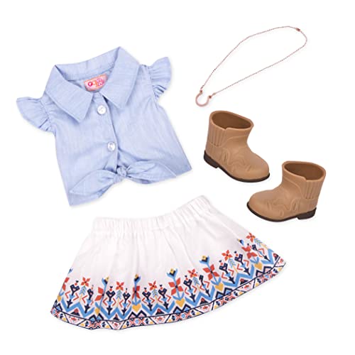 Our Generation – Country Outfit – Reiten – 46 cm Puppenkleidung – Charm Halskette Schmuck – Spielzeug für Kinder ab 3 Jahren – Country Girl