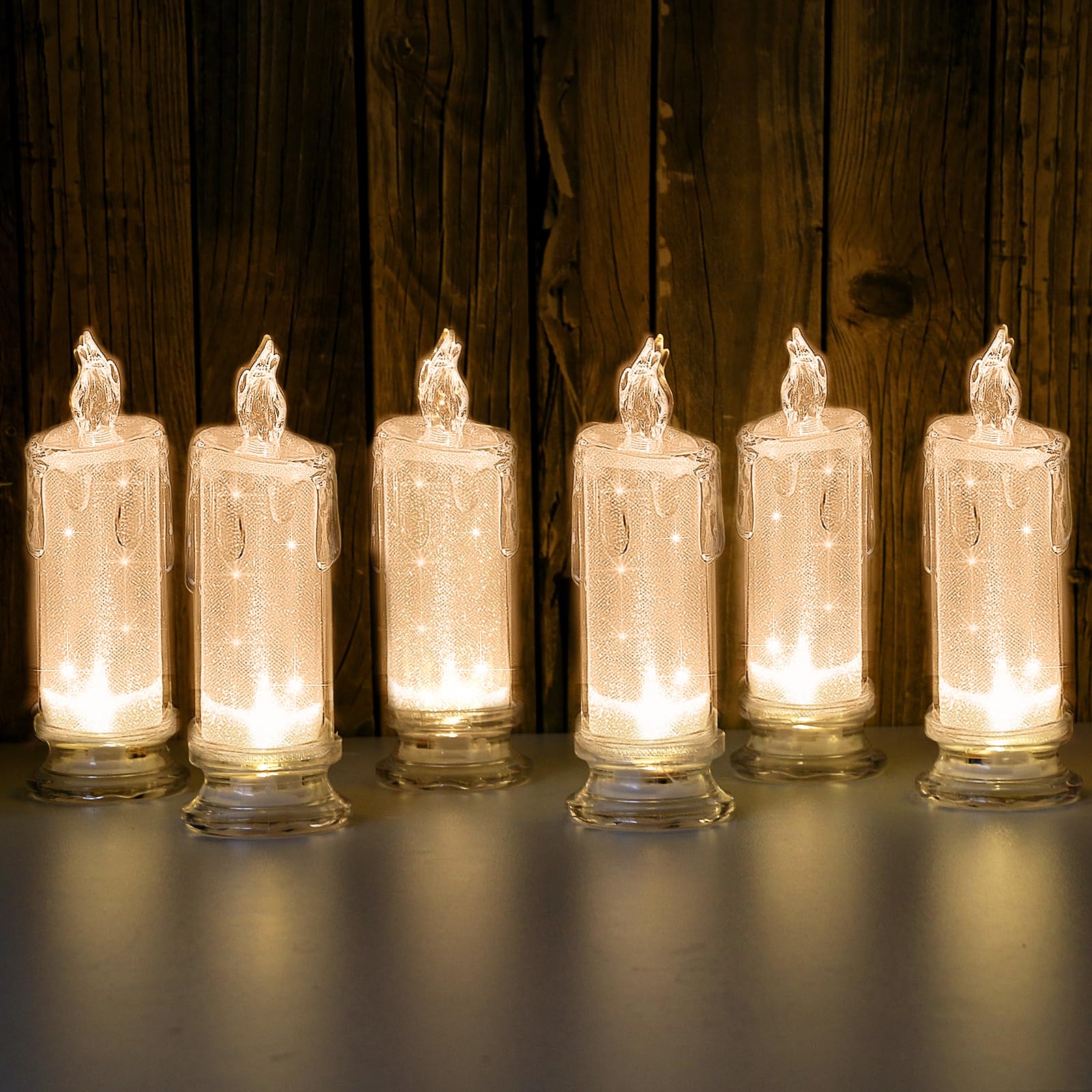 LACGO Flammenlose LED-Kerzen – flackernde dekorative Stumpenkerzen, batteriebetriebene Kerzen mit warmweißem Licht für Weihnachten, Hochzeit, Geburtstag, Valentinstag, Muttertag, Geschenk, 6 Stück