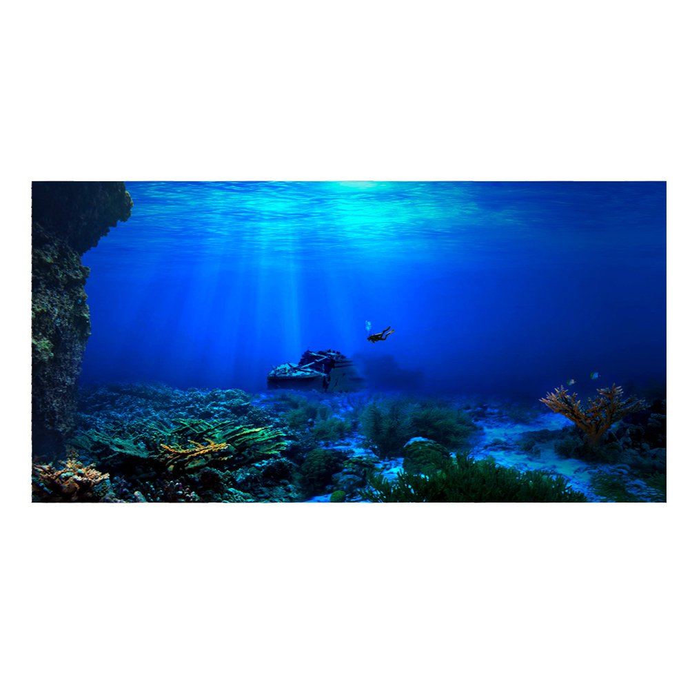 BTER Selbstklebender Hintergrund Langlebiges PVC-Poster für Aquarium(122 * 50cm)