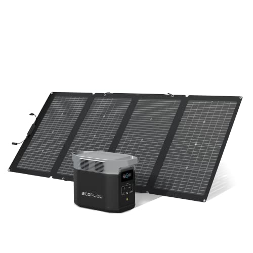 EF ECOFLOW DELTA 2 tragbare Powerstation 1024Wh mit 220W Solar Panel, Solargenerator erweiterbarer Kapazität bis zu 3kWh, für Camping, Kleine Verpackungsmängel, Produkt unbenutzt(Generalüberholt)