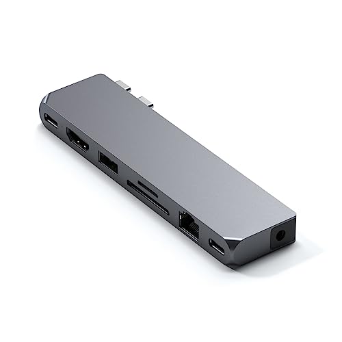 Satechi Type-C Pro Hub Max Adapter – USB4, USB-A 3.0 Daten, USB-C Daten, Gigabit Ethernet – Kompatibel mit MacBook Pro M1 Pro & M1 Max, 2020 MacBook Air/Pro M1