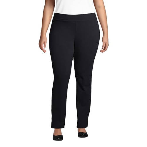 Lands' End Damen-Hose, Seestern-Design, mittelhoch, schlankes Bein, elastische Taille, zum Überziehen - Schwarz - Small Regulär