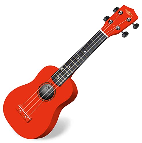 Classic Cantabile US-100 RD Sopranukulele (Ukulele, Uke, 15 Bünde, leichtgängige Gitarrenmechanik) rot