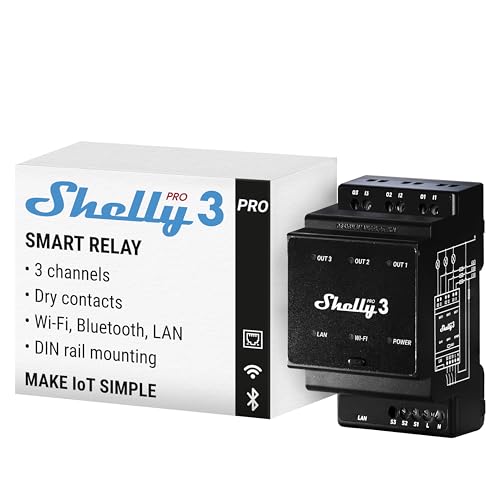 Home Shelly Relais Pro 7,60cm (3) WLAN & LAN Schaltaktor 3x 16A Max. 48A BT (Shelly_Pro3)
