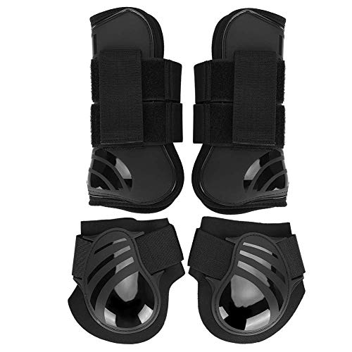 Qinlorgon Verdicken Sie elastische Pferdestiefel Beine Pferdestiefel, 2 Paar Pferdessehnen- und Fetlock-Stiefel, für das Training(Black, Large)