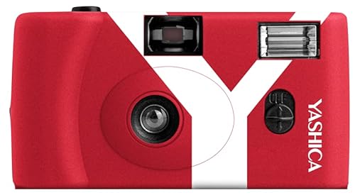Yashica MF1 rot Kleinbild Kamera Set (Kamera+eingeletem Film+Batterie+Tragegurt) eine NACHHALTIGE nachladbare Einwegkamera