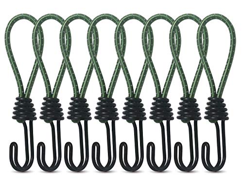 8 Spanngummi mit Haken Stück Zelt Elastic Rope Schnallenhaken Spiralhaken für Werbebanner (green)