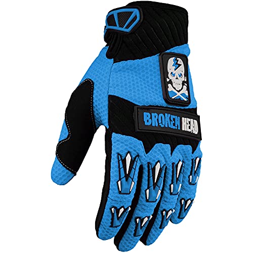 Broken Head MX-Handschuhe Faustschlag - Motorrad-Handschuhe Für Motocross, Enduro, Mountainbike - Hell-Blau (L)