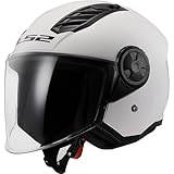 LS2 Airflow - Casco aperto per moto, taglia L, colore: bianco brillante L Nero opaco