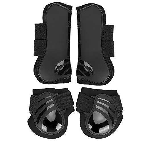 Fictory Pferdestiefel-2 Paar elastische Pferdestiefel Verdicken PU Vorderstiefel Beine Beinschutz für Training Springen(L)
