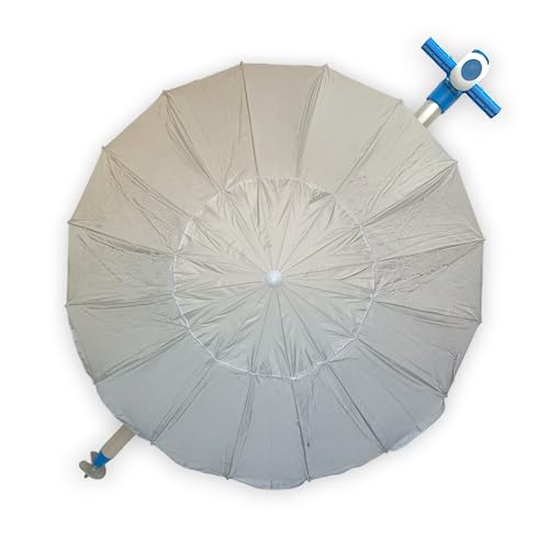 Pincho Sonnenschirm 200 cm, 16 Stäbe aus Fiberglas, Polyestergewebe mit Sonnenschutz UPF50+ (blockiert 99% der UV-Strahlen), Aluminium-Sonnenschirm mit 2 m Durchmesser, grau, 200cm