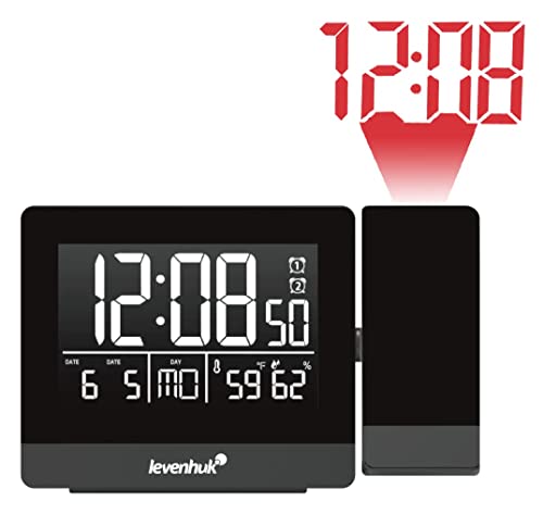 Levenhuk Wezzer Base L70 Digitales Thermometer mit Rotierendem Zeitprojektor, Kalender und Uhr