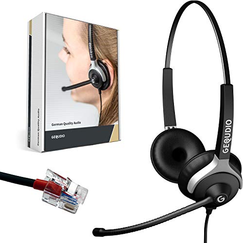 Business Headset geeignet für Yealink (alle Modelle)®, Snom (alle Modelle)® und Grandstream ® Telefone mit RJ-Anschluss | Anschlusskabel inklusive | 80g leicht