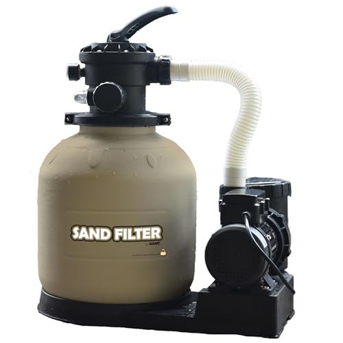 GAME 7011-E Sandfilteranlage – 40,6 cm oberirdischer Poolfiltertank mit digitalem Timer, 54,4 kg Sandkapazität, 3/4 PS Pumpe und Motor, 3.698 GPH