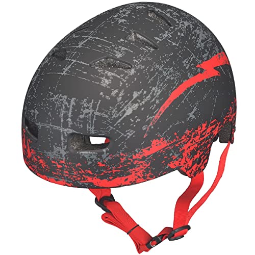 RXD-7000 Skaterhelm Fahrrad BMX Mountainbike MTB Freeride Skater für Kinder, Damen, Herren Helm, Farbe:Rot, Größe:L (59-60)