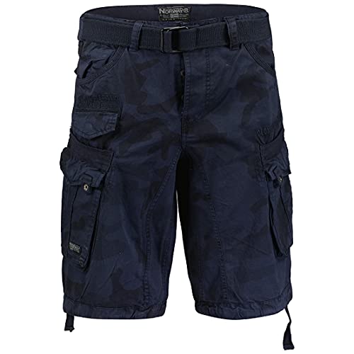 Geographical Norway Herren Cargo Short Sommer Bermuda Kurze Hose Shorts Brandiing- Production (Large, CAMO Navy)