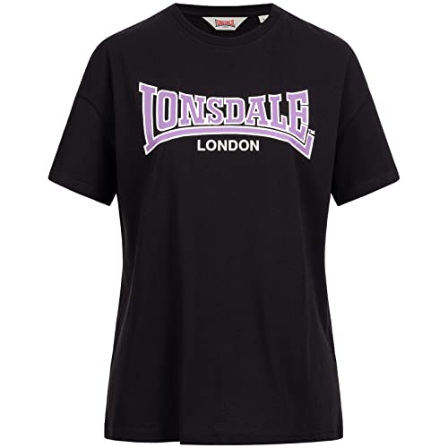 Lonsdale Women's OUSDALE T-Shirt, Black/Lilac/White, XL