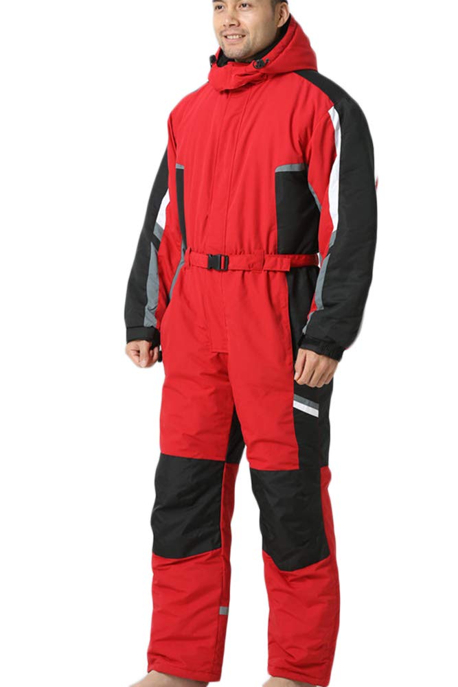 X-xyA Skianzug Für Männer, Erwachsene One Piece Schnee Anzug Ski-Snowboard-Wear-Winter-Warme wasserdichte Ski-Overall Mit Kapuze,B,XXL