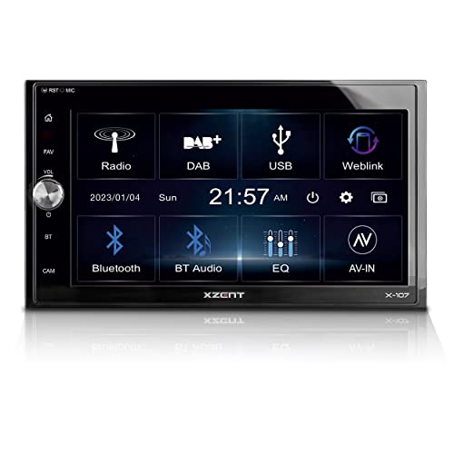 XZENT X-107 – 2 Din Autoradio für Autos und Reisemobile, Multimediasystem mit 6,75“ / 17,1 cm Touchscreen, Mediencenter mit DAB+, USB, UKW, Bluetooth, WebLink