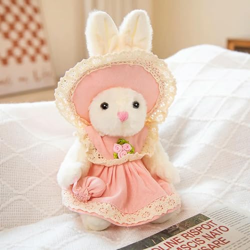 SHUOHONG Plüsch-Teddybär, Kissen, Spielzeug, Stofftier, Puppe, buntes Kleid, Hase, Geburtstagsgeschenk für Kinder, 26 cm, 3