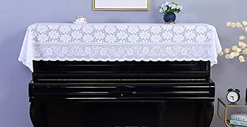 Klavierabdeckung, staubdicht, für Klavier/Klavier/Elektro-Klavier/Innenbereich, dekorative Abdeckung (90 x 180 cm, Weiß 4)