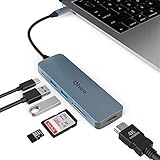 USB C HUB, 6 in 1 USB C Adapter mit 4K HDMI Ausgang, 2 USB 3.0, 100W PD, SD/TF Kartenwiedergabe, kompatibel mit MacBook Pro/Air/Surface Pro 8 und anderen Typ C Geräten