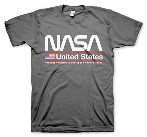 Nasa Offizielles Lizenzprodukt United States Herren T-Shirt (Dark Grau), XL