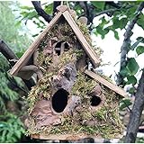 qtmy Holz Vogelhaus für Außen, Konservierungsmittel Holz Käfig Vögel Futterspender nestting Box Garten Dekoration
