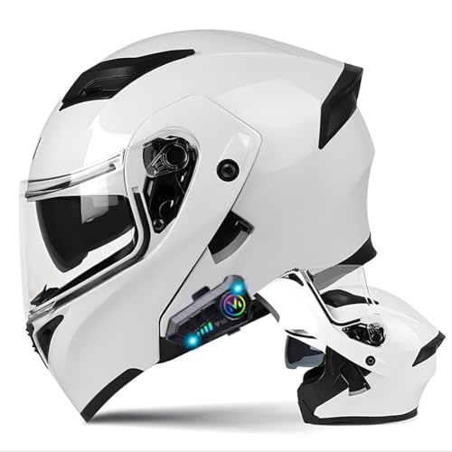Motorradhelm mit Bluetooth klapphelm ECE Zertifizierung Modularer Helm, mit Anti-Fog-Doppelvisier Integralhelm mit Mikrofon für Erwachsene Frauen Herren Klapphelm Motorrad