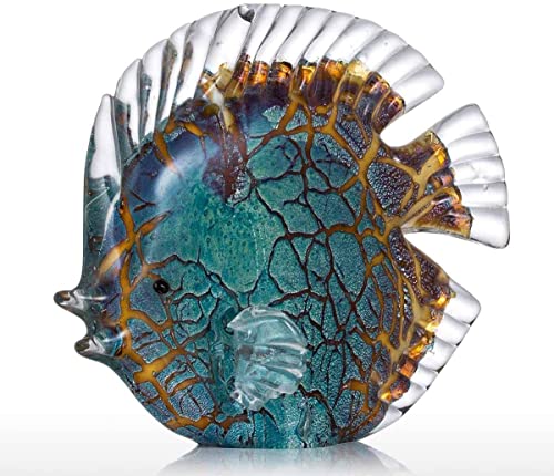 Tooarts Glas Skulptur Heimdekoration Glas Fische moderne Skulptur Bunt gepunktete tropische Fische Typ 1