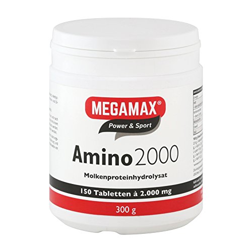 Megamax Amino 2.000 Aminosäuretabletten 150 Tabletten reines Molkenproteinhydrolysat | Aminosäuren Komplex mit (BCAA & EAA) inkl. 7 essentiellen Aminos | Muskelaufbau, für Kraftsport und Bodybuilder