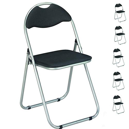 BAKAJI Set 6 Stück Klappstühlen Stühle gepolstert faltbar platzsparend Farbe schwarz Struktur Silver Stuhl Metal