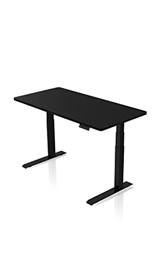 - AGIL - Ergonomischer Premium Schreibtisch mit Doppelmotor - Elektrisch Höhenverstellbar (Schwarzes Gestell mit Schwarzer Tischplatte)